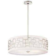 George Kovacs Alecia's Necklace 24in 4-Light Drum Pendant | Contemporary Brushed Nickel White Shade | Dining Room & Living Room | Model P197-084