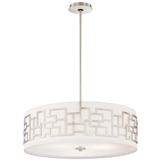 George Kovacs Alecia's Necklace 24in 4-Light Drum Pendant | Contemporary Brushed Nickel White Shade | Dining Room & Living Room | Model P197-084
