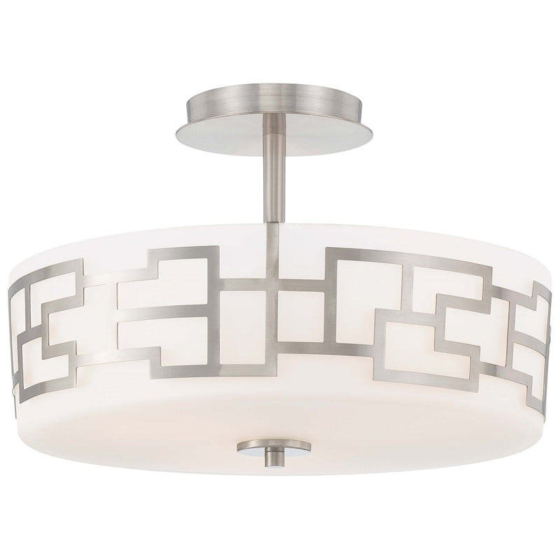 George Kovacs Alecia's Necklace 15in 3-Light Semi-Flush Mount | Contemporary Brushed Nickel | Entryway & Hallway | 15 x 15 x 10 in | Model P198-084
