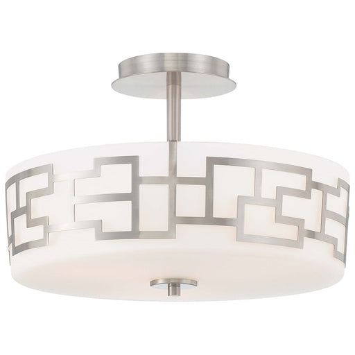 George Kovacs Alecia's Necklace 15in 3-Light Semi-Flush Mount | Contemporary Brushed Nickel | Entryway & Hallway | 15 x 15 x 10 in | Model P198-084