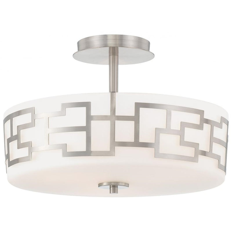 Minka George Kovacs Alecia's 3-Light Semi Flush Mount | Transitional Brushed Nickel | Hallway & Bedroom Ceiling Light | Model P198-084-PL
