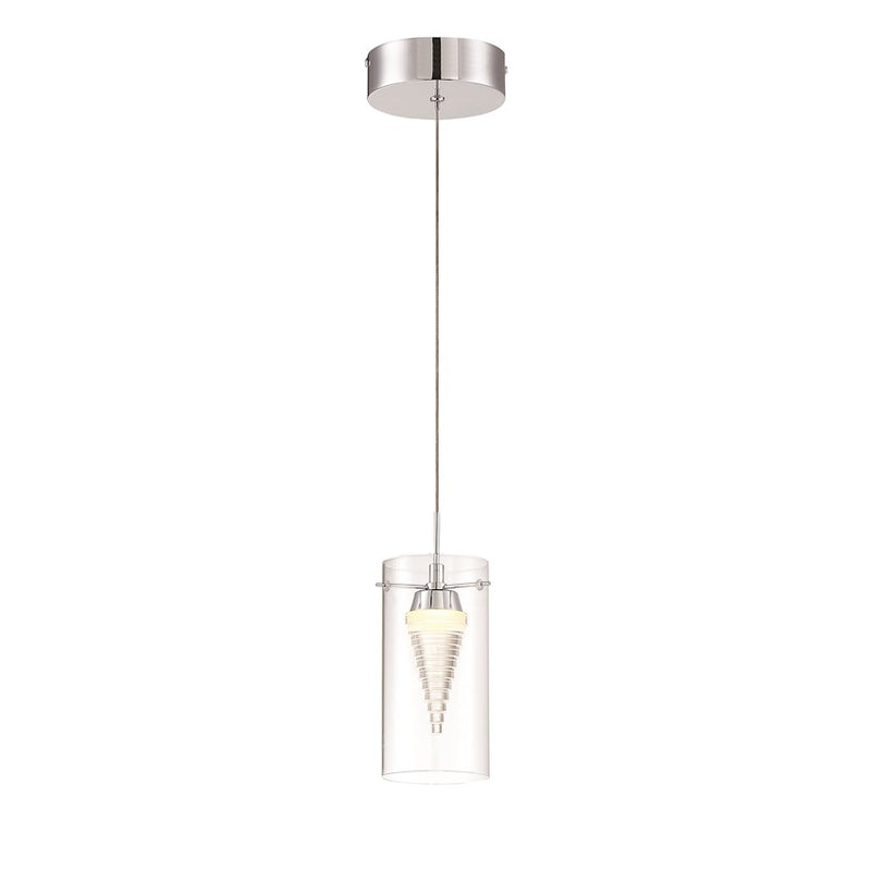George Kovacs Funnel Cloud 4in 1-Light Mini Pendant | Contemporary Chrome | Kitchen Island & Dining Nook | W 4 x D 4 x H 10 in | Model P20-077-L