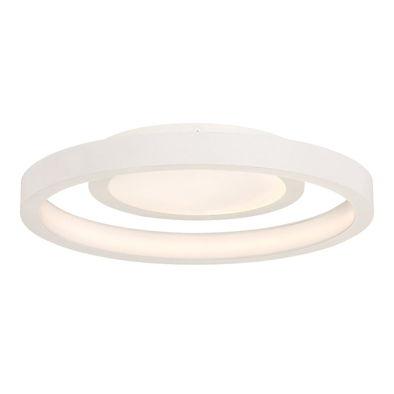 George Kovacs Knock Out 14in LED Flush Mount | White Contemporary | Living Room & Hallway | 14 x 14 x 3 in | Model P2015-044-L