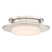 George Kovacs Press 14in LED Flush Mount | Contemporary Polished Nickel | Bedroom & Hallway Ceiling Light | Model P2016-613-L