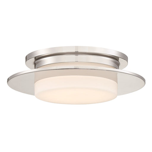 George Kovacs Press 14in LED Flush Mount | Contemporary Polished Nickel | Bedroom & Hallway Ceiling Light | Model P2016-613-L