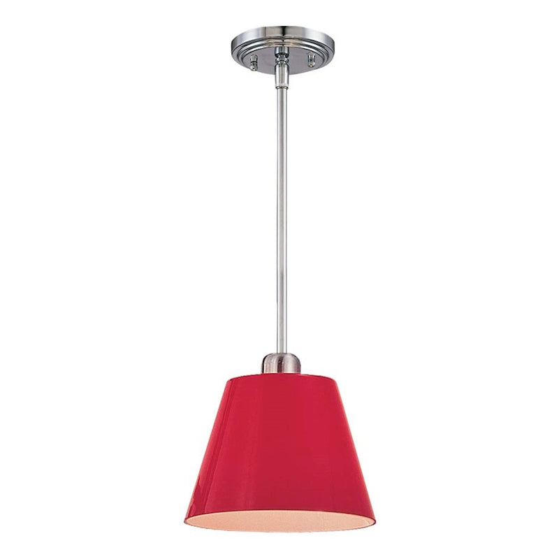George Kovacs Pendants 6in 1-Light Mini Pendant | Red and Brushed Nickel Contemporary | Kitchen Island & Bar Accent | 6 x 6 x 5 in | Model P21-2-084