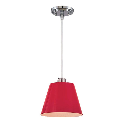 George Kovacs Pendants 6in 1-Light Mini Pendant | Red and Brushed Nickel Contemporary | Kitchen Island & Bar Accent | 6 x 6 x 5 in | Model P21-2-084