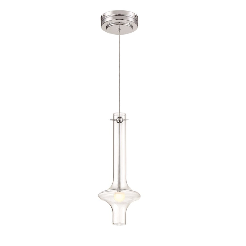George Kovacs Bottleneck 16in 1-Light LED Pendant | Contemporary Chrome Metal | Kitchen Island & Dining Room | 6.5 x 6.5 x 16 in | Model P22-077-L