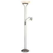 George Kovacs Reading Room 72in 2-Light Torchiere Floor Lamp | Contemporary Brushed Nickel Uplight | Living Room & Bedroom Ambient | Model P256-084