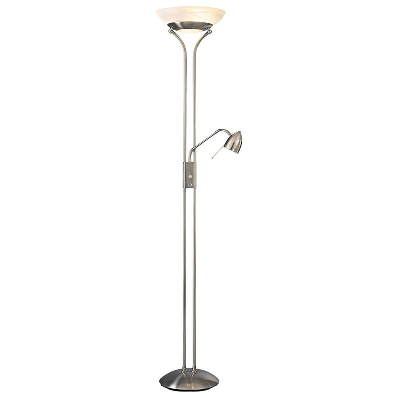 George Kovacs Reading Room 72in 2-Light Torchiere Floor Lamp | Contemporary Brushed Nickel Uplight | Living Room & Bedroom Ambient | Model P256-084