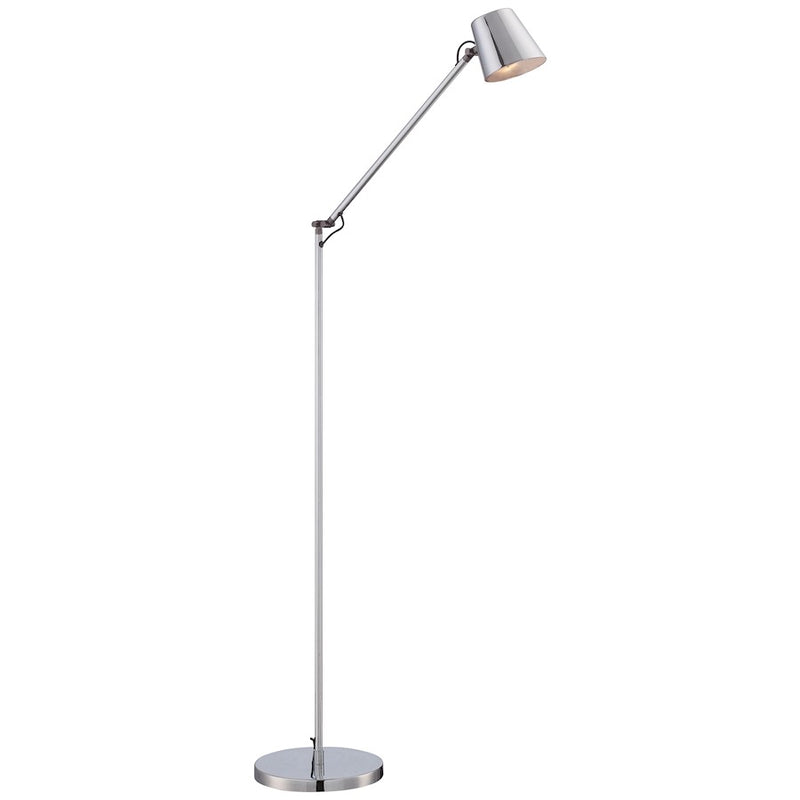 George Kovacs LED 35in Floor Lamp | Chrome Contemporary | Living Room & Reading Nook | 8 x 18 x 35 in, 12W LED | Model P303-2-077-L