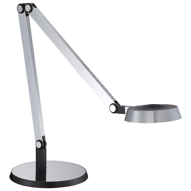 George Kovacs LED Task Table Lamp 24.5in | Contemporary Chrome Metal | Desk & Home Office Task Light | 9 x 9 x 24.5 in | Model P304-1-077-L
