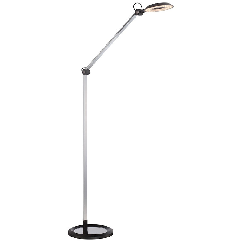 George Kovacs P306-3-077-L LED Floor Lamp | Chrome with Black Shade Contemporary | Living Room & Bedroom Reading | 9 x 12 x 34 in | Model P306-3-077-L