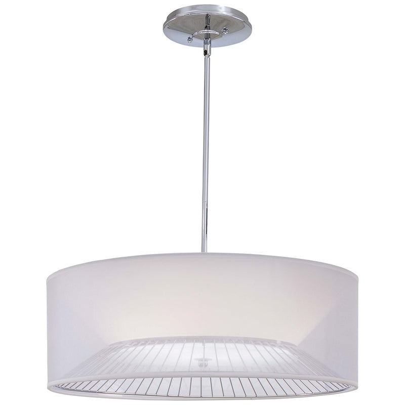 George Kovacs 25in 3-Light Drum Pendant | Contemporary Chrome Metal | Kitchen Island & Dining Room | 25.25 x 8.75 in | Model P313-077