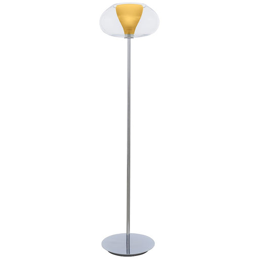 George Kovacs Soft 68in 1-Light Torchiere Floor Lamp | Contemporary Chrome and Amber Glass | Living Room & Bedroom | 17 x 17 x 68 in | Model P3803-077