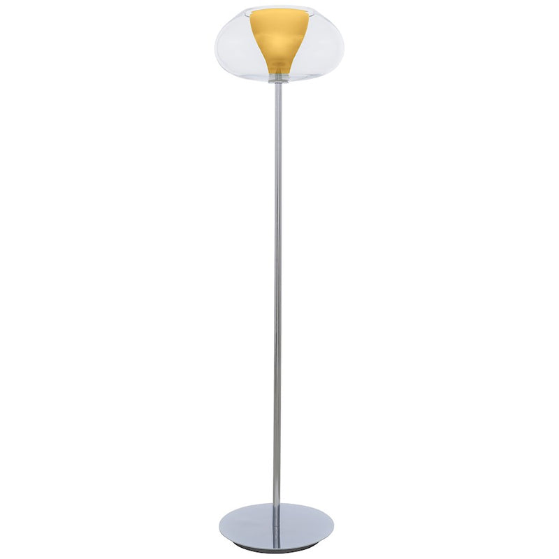 George Kovacs Soft 68in 1-Light Torchiere Floor Lamp | Contemporary Chrome and Amber Glass | Living Room & Bedroom | 17 x 17 x 68 in | Model P3803-077