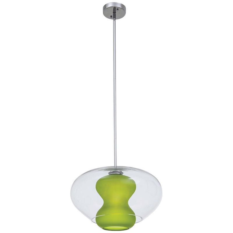 George Kovacs Soft 17in 1-Light Pendant | Contemporary Chrome and Clear Glass | Kitchen Island & Dining Room | 17 x 17 x 10 in | Model P3840-077