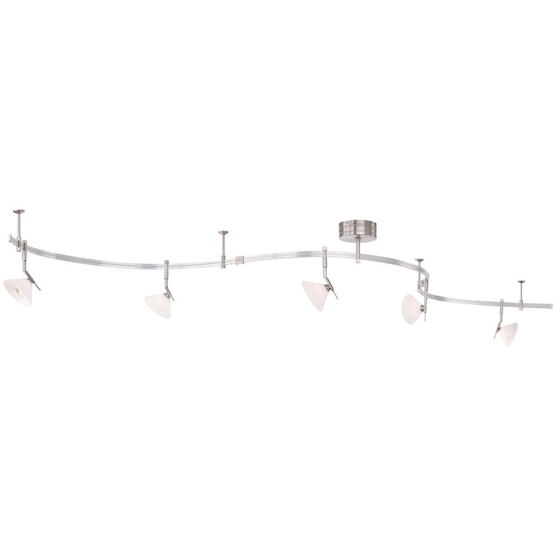 George Kovacs Lightrail 120in 5-Light Monorail Kit | Contemporary Brushed Nickel | Kitchen & Living Room Track Lighting | Model P4015-084