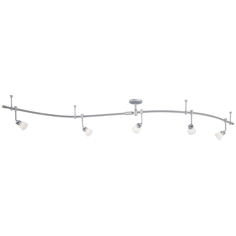 George Kovacs GK Lightrail 192in 5-Light Track Lighting Kit | Contemporary Silver Finish with Etched Opal Glass | Living Room & | Model P4216-609