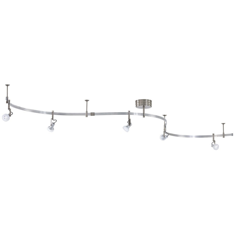 George Kovacs GK Lightrail 5-Light LED Track Lighting Kit | Contemporary Brushed Nickel | Living Room & Kitchen Accent | 5 x 10 in | Model P4305-084