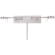 George Kovacs Reading Room 26in 2-Light LED Swing Arm Wall Sconce | Contemporary Brushed Nickel | Bedroom Reading Light | Model P4309-084