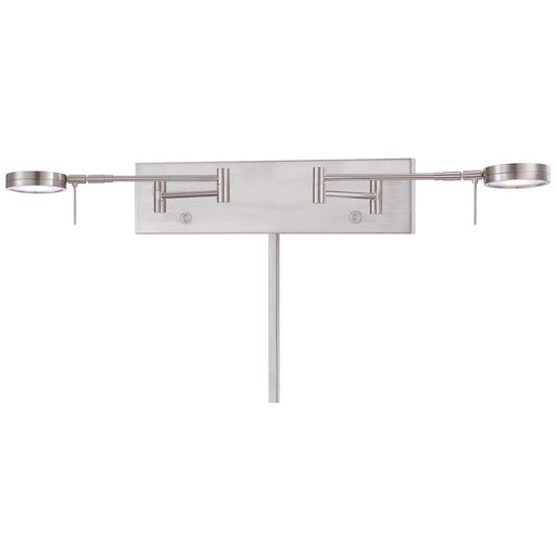 George Kovacs Reading Room 26in 2-Light LED Swing Arm Wall Sconce | Contemporary Brushed Nickel | Bedroom Reading Light | Model P4309-084