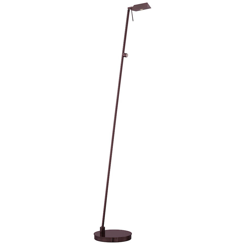 George Kovacs Reading Room LED Floor Lamp | Contemporary Chocolate Chrome | Living Room & Bedroom Reading Light | 8 x 50 in | Model P4314-631