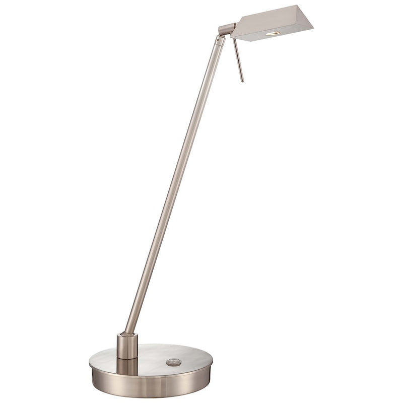 George Kovacs George's Reading Room 19in LED Pharmacy Table Lamp | Contemporary Brushed Nickel | Bedroom & Office Reading Light | Model P4316-084