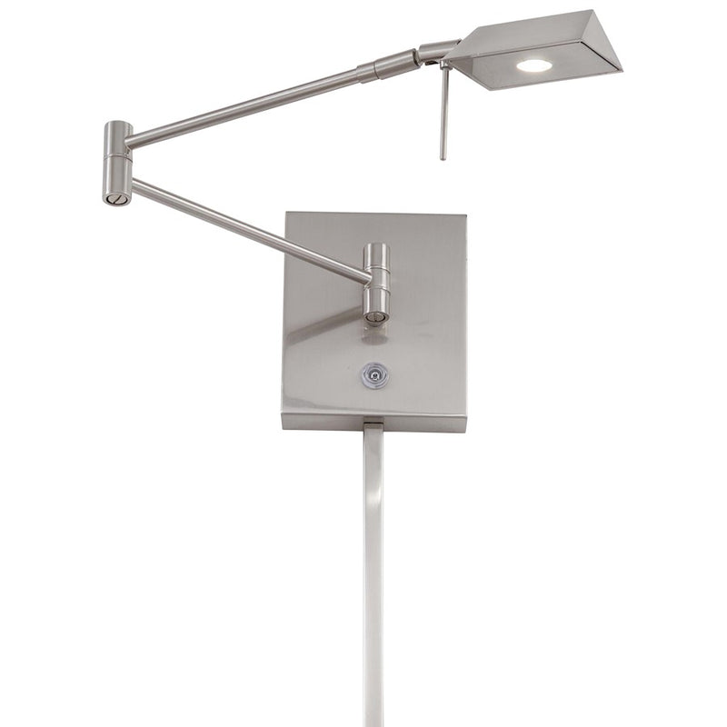 George Kovacs Reading Room 14in LED Swing Arm Wall Sconce | Contemporary Brushed Nickel Metal | Bedroom & Office Reading Light | Model P4318-084