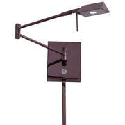 George Kovacs Reading Room 16in 1-Light LED Swing Arm Wall Sconce | Contemporary Chocolate Chrome | Bedroom Reading Light | Model P4318-631