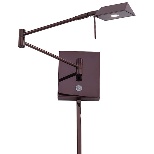 George Kovacs Reading Room 16in 1-Light LED Swing Arm Wall Sconce | Contemporary Chocolate Chrome | Bedroom Reading Light | Model P4318-631