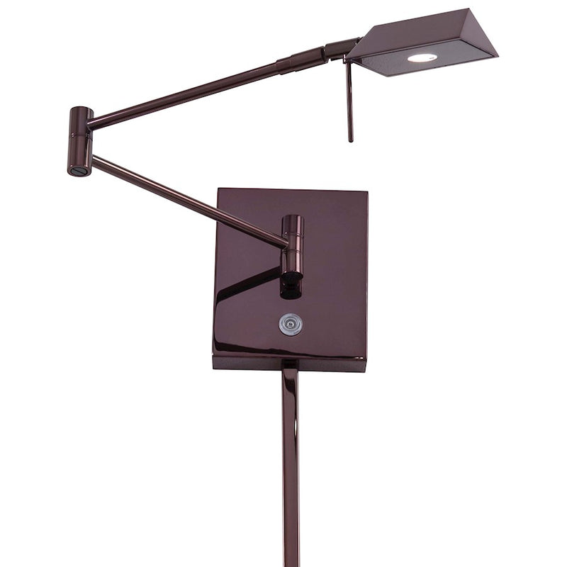 George Kovacs Reading Room 16in 1-Light LED Swing Arm Wall Sconce | Contemporary Chocolate Chrome | Bedroom Reading Light | Model P4318-631
