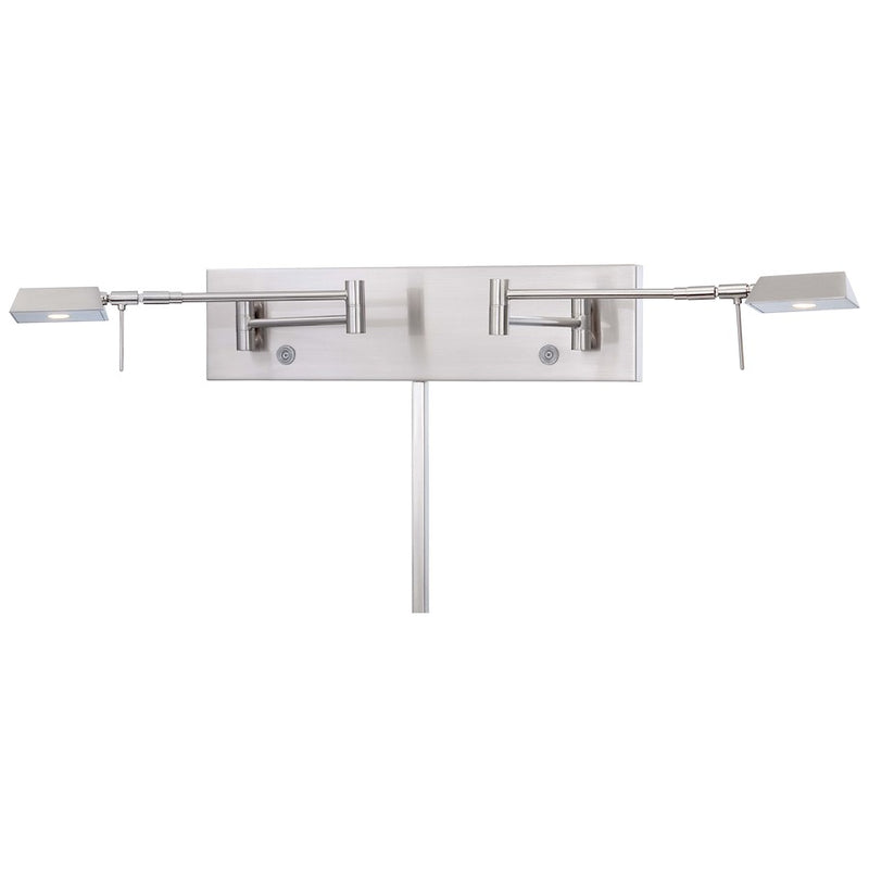 George Kovacs Reading Room 26in 2-Light LED Swing Arm Wall Sconce | Contemporary Brushed Nickel and Metal | Bedroom Reading Accent | Model P4319-084