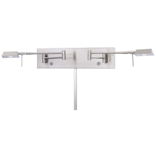 George Kovacs Reading Room 26in 2-Light LED Swing Arm Wall Sconce | Contemporary Brushed Nickel and Metal | Bedroom Reading Accent | Model P4319-084