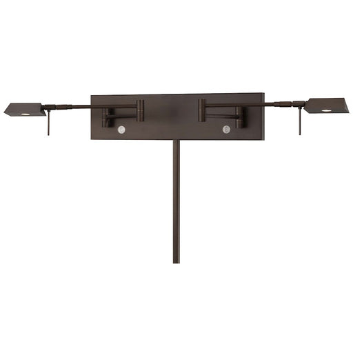 George Kovacs Reading Room 2-Light LED Swing Arm Wall Sconce | Contemporary Copper Bronze Patina Metal | Bedroom & Office Reading | Model P4319-647