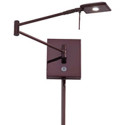 George Kovacs Reading Room 17in 1-Light LED Swing Arm Wall Sconce | Contemporary Chocolate Chrome Metal | Bedroom & Office Reading | Model P4328-631