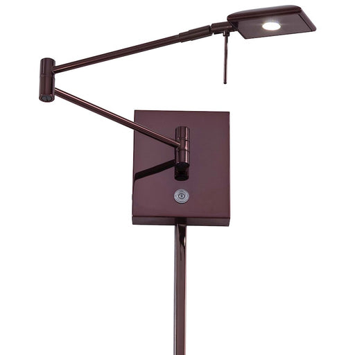 George Kovacs Reading Room 17in 1-Light LED Swing Arm Wall Sconce | Contemporary Chocolate Chrome Metal | Bedroom & Office Reading | Model P4328-631