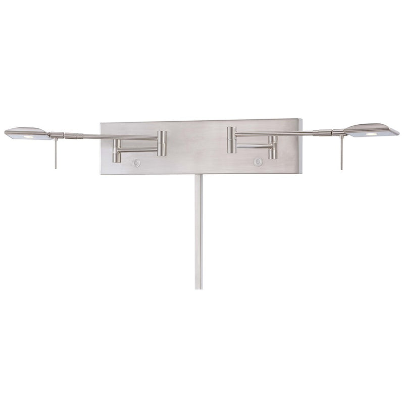 George Kovacs George's Reading Room 26in 2-Light LED Swing Arm Wall Sconce | Contemporary Brushed Nickel | Bedroom & Office Accent | Model P4329-084