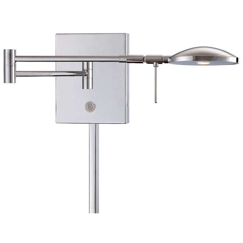 George Kovacs Reading Room 15in 1-Light LED Swing Arm Wall Sconce | Contemporary Chrome | Bedroom & Living Room Reading Light | Model P4338-077