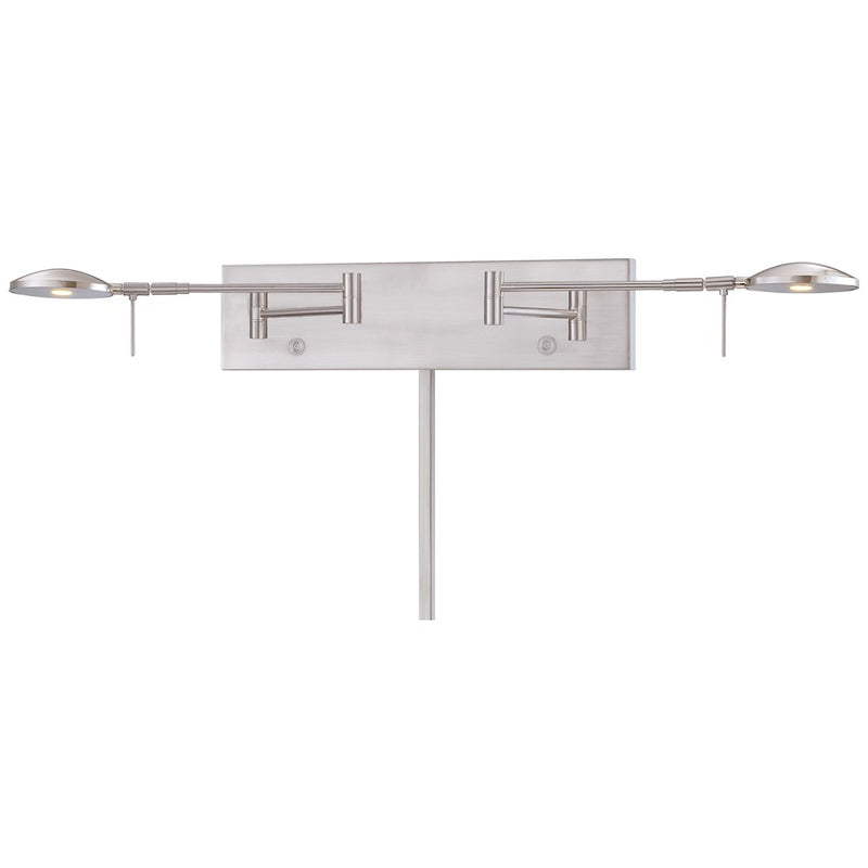 George Kovacs George's Reading Room 28in 2-Light LED Swing Arm Wall Sconce | Contemporary Brushed Nickel | Bedroom & Office Accent | Model P4339-084