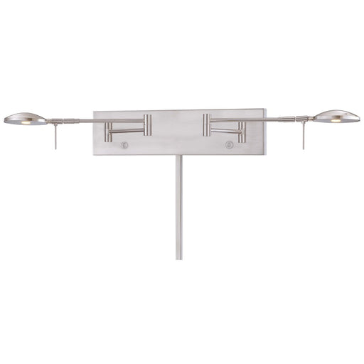 George Kovacs George's Reading Room 28in 2-Light LED Swing Arm Wall Sconce | Contemporary Brushed Nickel | Bedroom & Office Accent | Model P4339-084