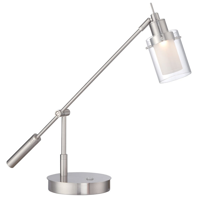 George Kovacs Task Table LED Lamp | Traditional Brushed Nickel Metal | Desk & Office Task Light | 7 x 20 x 8 in, Dimmable LED | Model P4516-084