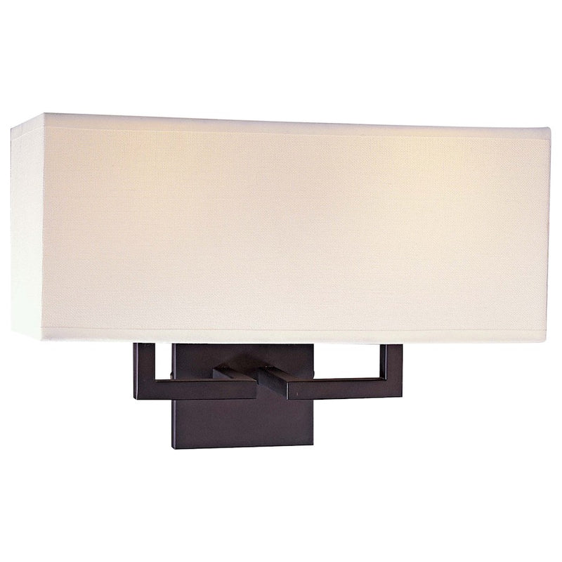 George Kovacs 2-Light Wall Sconce | Transitional Bronze and Off-White Glass | Bathroom Vanity & Hallway | 16 x 7 x 11 in | Model P472-617