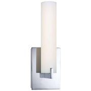 George Kovacs Tube 5in 1-Light LED Wall Sconce | Contemporary Chrome and Etched Opal Glass | Bathroom Vanity & Hallway | Model P5040-077-L