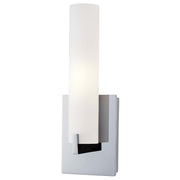George Kovacs Tube 1-Light Wall Sconce | Contemporary Chrome and Etched Opal Glass | Hallway & Bathroom Accent Light | Model P5040-077-PL
