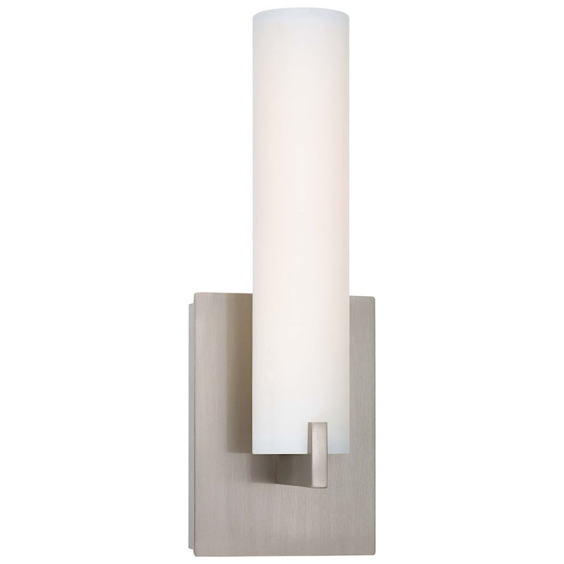 George Kovacs Tube 5in 1-Light Bathroom Vanity Light | Contemporary Brushed Nickel and Etched Opal Glass | Bathroom Vanity | W 5 | Model P5040-084-L