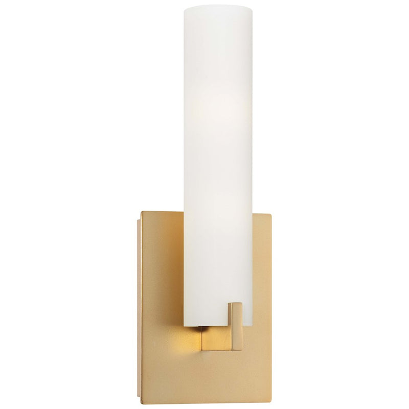 George Kovacs Tube 2-Light Bathroom Vanity Light | Modern Honey Gold and Etched Opal Glass | Bathroom Vanity & Hallway | 13.25 in H | Model P5040-248
