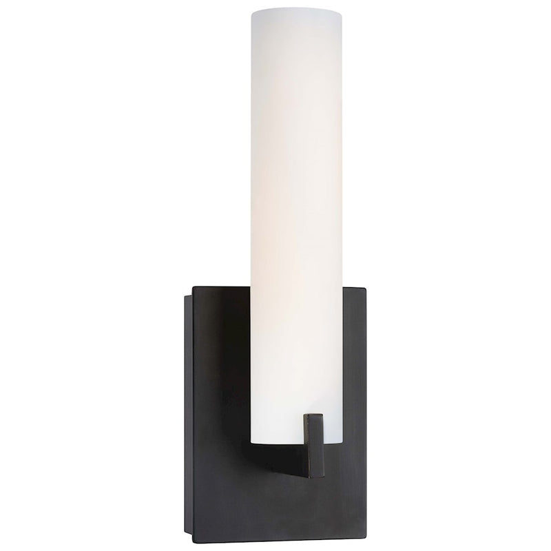 George Kovacs Tube 13in 1-Light Bathroom Vanity Light | Modern Dark Restoration Bronze Metal | Bathroom Vanity & Hallway | W 5 x | Model P5040-37B-L
