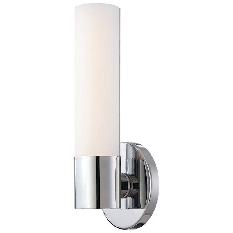 George Kovacs Saber LED Wall Sconce | Contemporary Chrome and Etched Opal Glass | Bathroom & Hallway Accent | 5 x 3.75 x 12 in | Model P5041-077-L