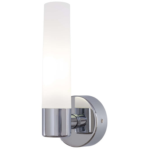 George Kovacs Saber 1-Light LED Wall Sconce | Contemporary Chrome and Etched Opal Glass | Bathroom & Hallway Accent | Model P5041-077-PL